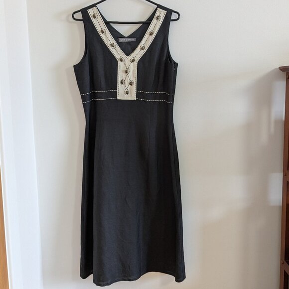 3 / 30$ 🇨🇦 Lynn Cantin Black Linen Dress - Picture 1 of 5